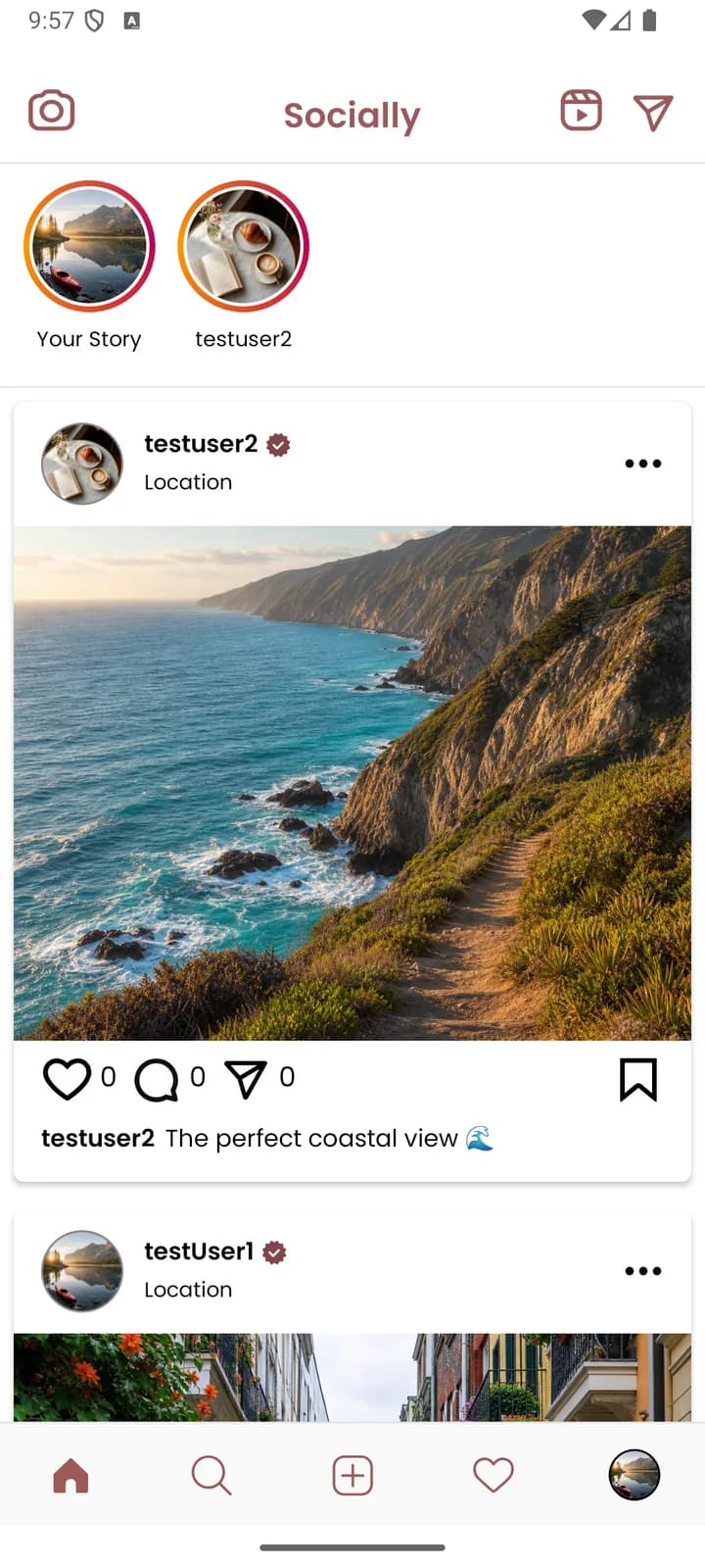 Socially - Instagram Clone - Home Feed